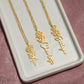 25th Birthday Gift for Her, Birth Flower Necklace with Name, Stainless Steel or 18K Yellow Gold Finish,