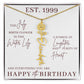 25th Birthday Gift for Her, Birth Flower Necklace with Name, Stainless Steel or 18K Yellow Gold Finish,