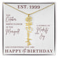 25th Birthday Gift for Her, Birth Flower Necklace with Name, Stainless Steel or 18K Yellow Gold Finish,