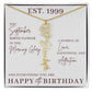 25th Birthday Gift for Her, Birth Flower Necklace with Name, Stainless Steel or 18K Yellow Gold Finish,