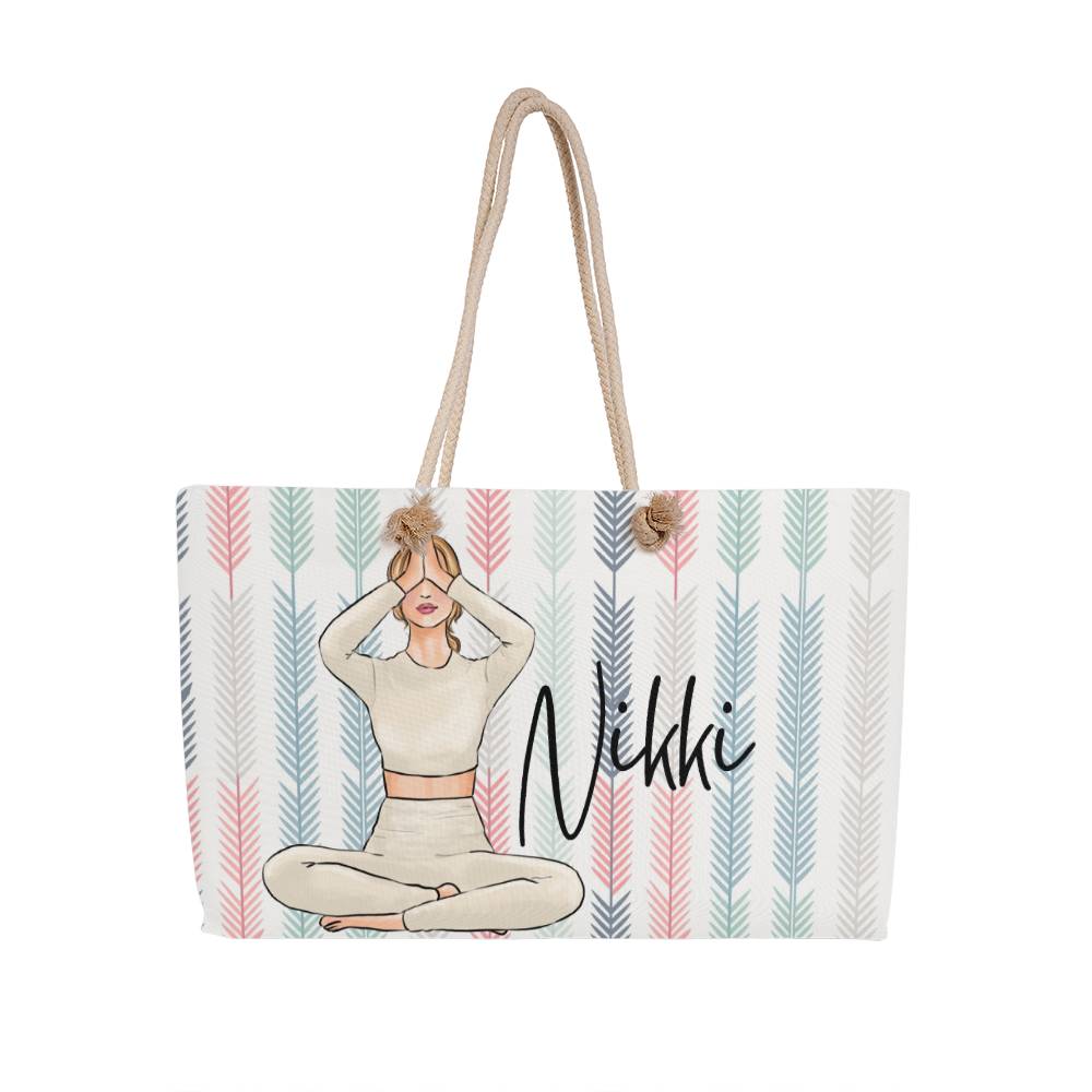 Personalized Yoga Tote Bag | Custom Name Yoga Mat Bag for Women I Customizable Large Yoga Tote Bag