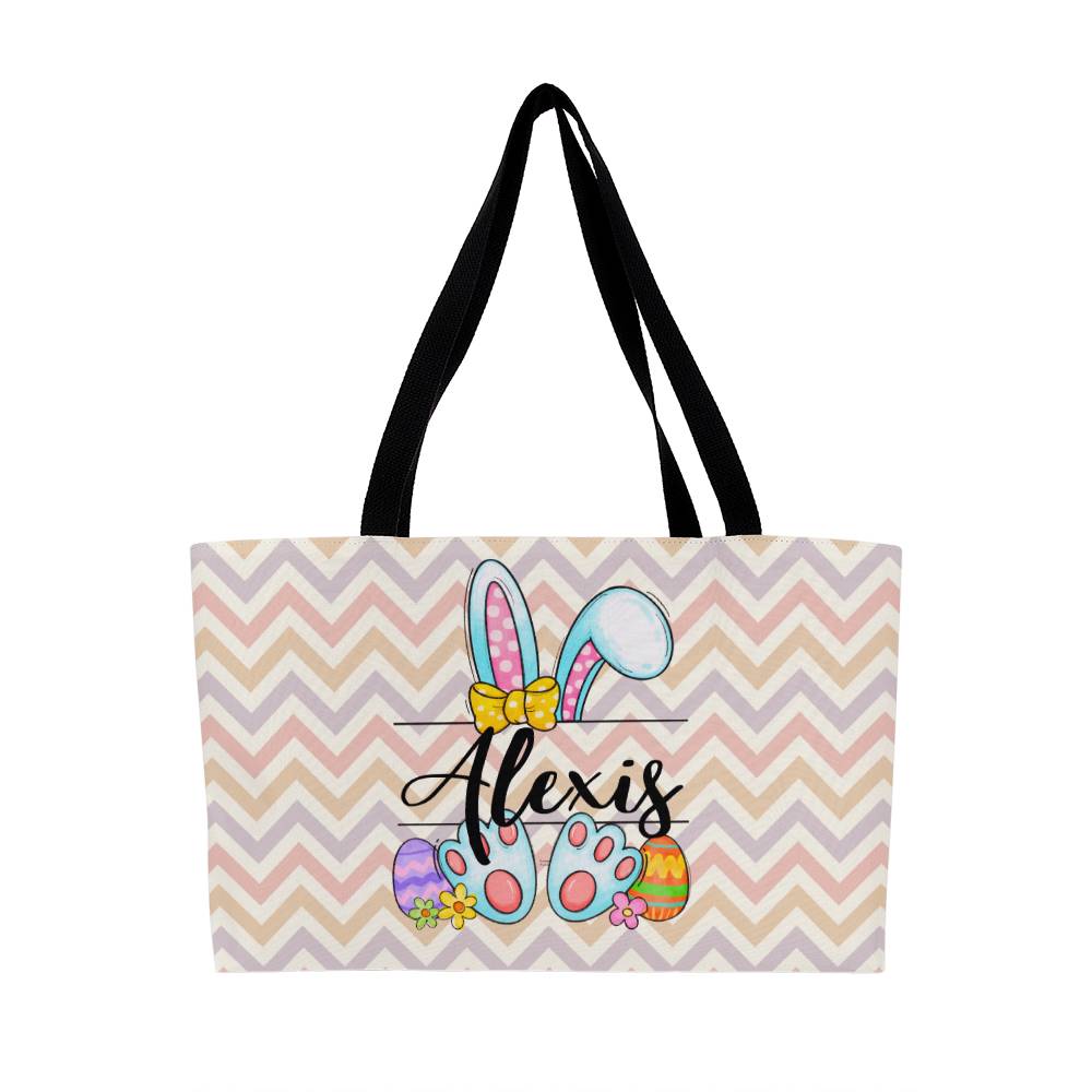 Personalized Easter Tote - Large Easter Basket to Fill - Woven Cream Cord or