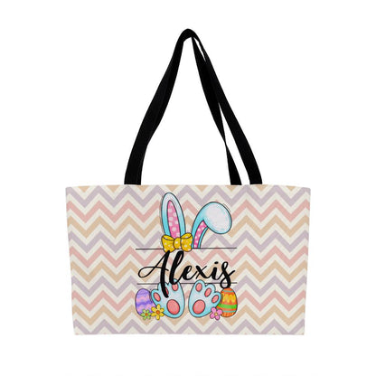 Personalized Easter Tote - Large Easter Basket to Fill - Woven Cream Cord or