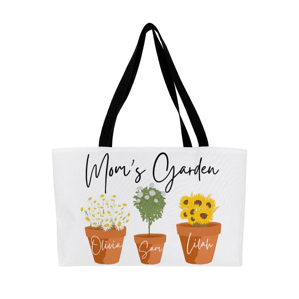 Personalized Tote Bag for Mom, Grandma, or Mimi - Custom Name & Flower Pot Clipart