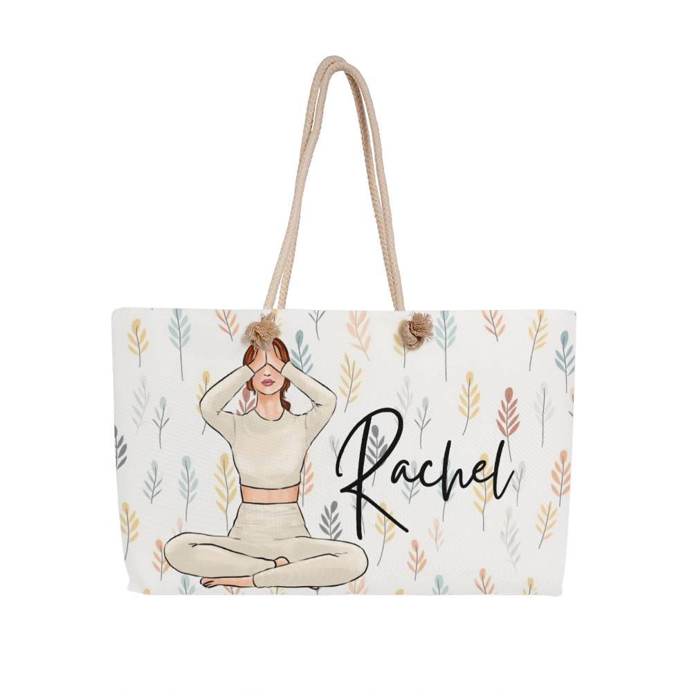 Personalized Yoga Tote Bag | Custom Name Yoga Mat Bag for Women I Customizable Large Yoga Tote Bag