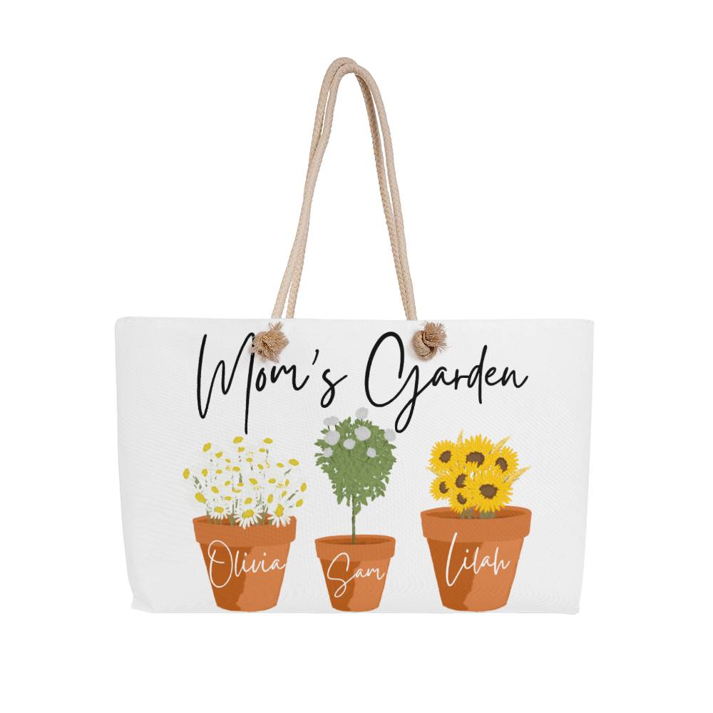 Personalized Tote Bag for Mom, Grandma, or Mimi - Custom Name & Flower Pot Clipart