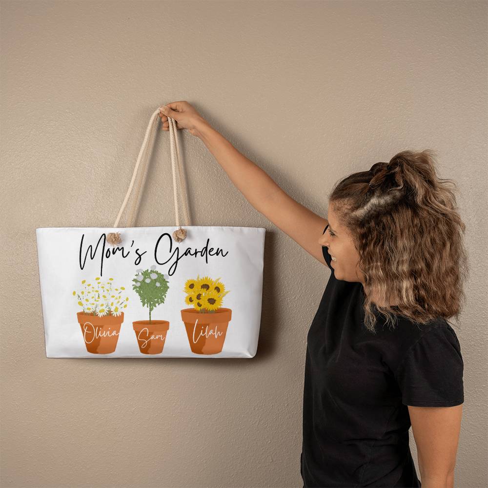 Personalized Tote Bag for Mom, Grandma, or Mimi - Custom Name & Flower Pot Clipart