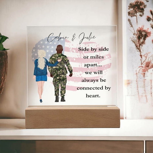 Personalized Acrylic Plaque, LED Optional, Gift for Army Couple, Anniversary, Birthday Gift, Christmas, Army Wife,