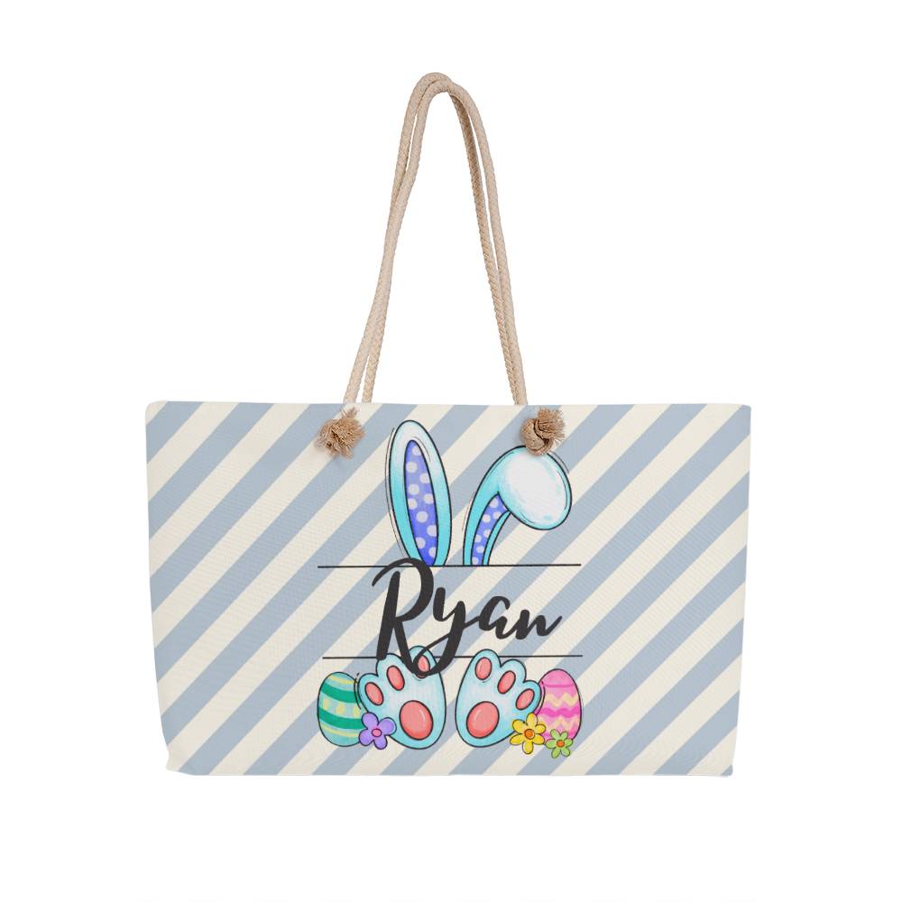 Personalized Easter Tote - Large Easter Basket to Fill - Woven Cream Cord or