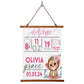 Baby Girl Stats Sign, 36" x 26" Hanging Polyester Fabric, Baby Statistics Sign, Baby Weight and Height