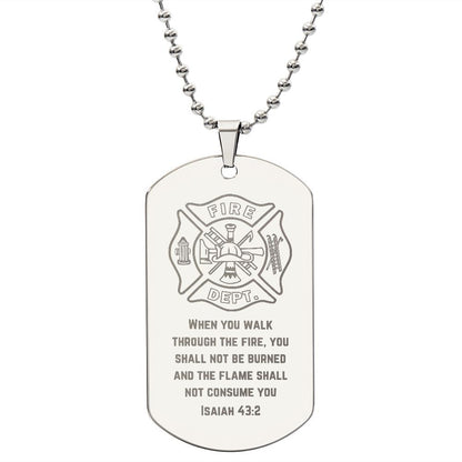 Isaiah 43:2, Engraved Firefighter Gift, Stainless Steel or 18K Yellow Gold, Firefighter Gift For Men, Fireman Gift, Retirement, Fathers Day