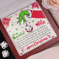 To My Beautiful Wife, Grinch Themed Christmas Necklace and Earrings Set for Wife, Christmas Jewelry Set for Wife