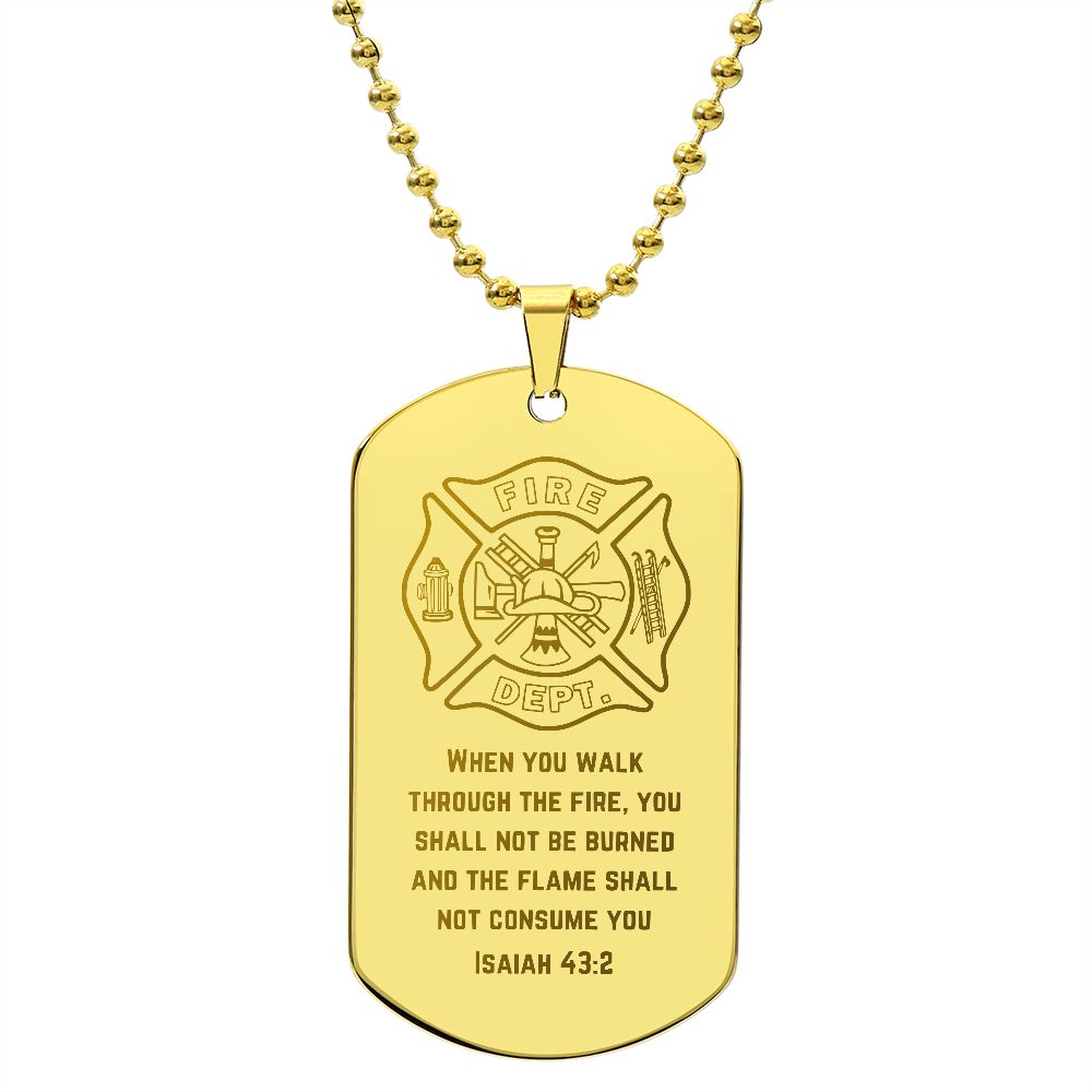 Isaiah 43:2, Engraved Firefighter Gift, Stainless Steel or 18K Yellow Gold, Firefighter Gift For Men, Fireman Gift, Retirement, Fathers Day