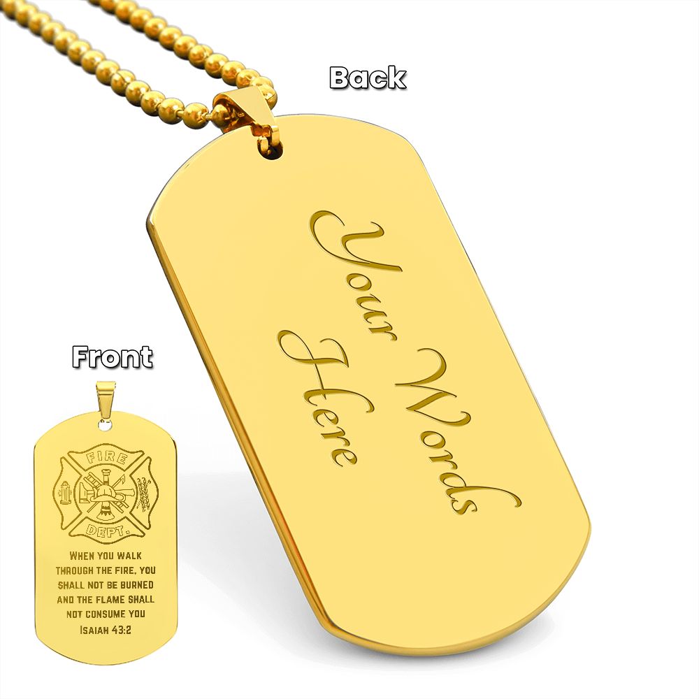 Isaiah 43:2, Engraved Firefighter Gift, Stainless Steel or 18K Yellow Gold, Firefighter Gift For Men, Fireman Gift, Retirement, Fathers Day