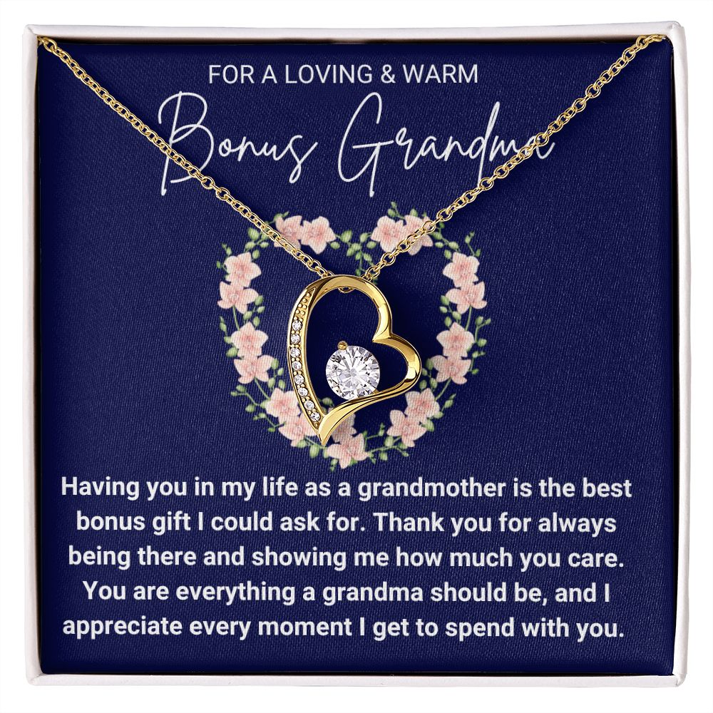 Bonus Grandma Gifts: For a Loving & Warm Bonus Grandma, 14k/18k White or Yellow Gold, Grandmother Jewelry