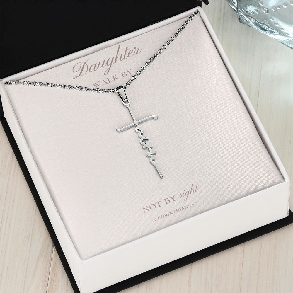 Scripture Jewelry for Women / Walk by Faith / Faith Necklace for Women / Faith Daughter Necklace