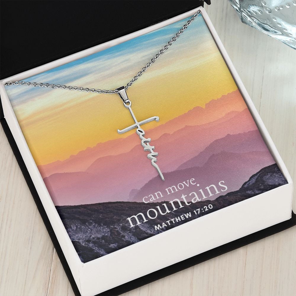 Faith Can Move Mountains Necklace / Silver Faith Necklace / Faith Necklaces for Women / Matthew 17 20