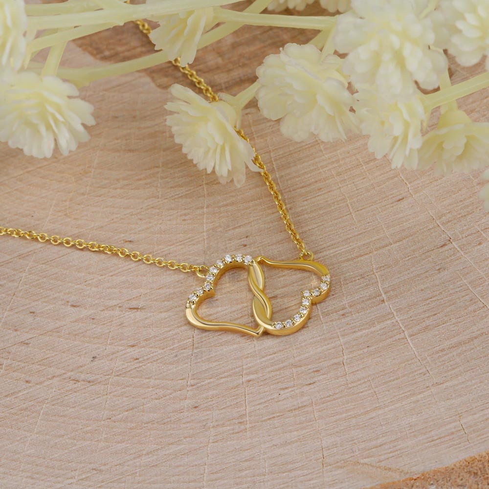 Solid 10k Gold Heart Pendant/ Anniversary Necklace for Her/ Anniversary Necklace for Wife / Anniversary Necklace for Girlfriend / Diamond Hearts