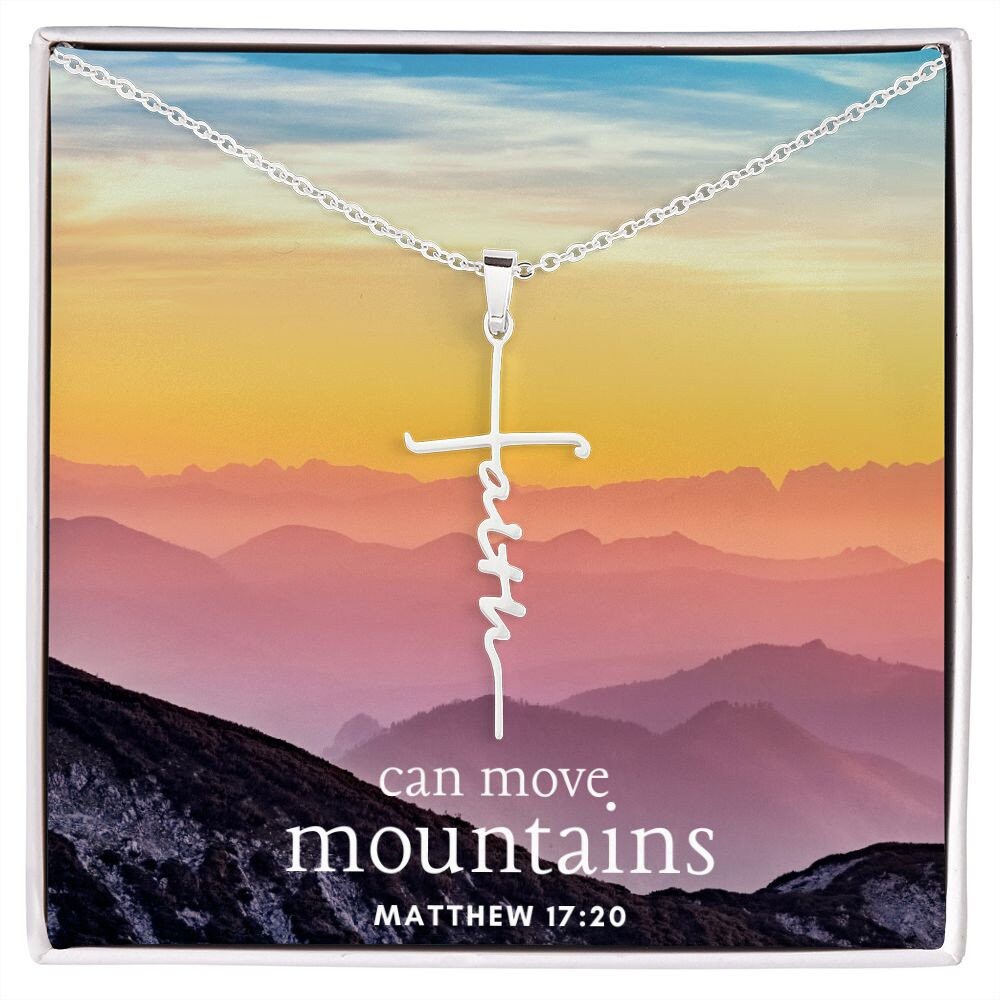 Faith Can Move Mountains Necklace / Silver Faith Necklace / Faith Necklaces for Women / Matthew 17 20