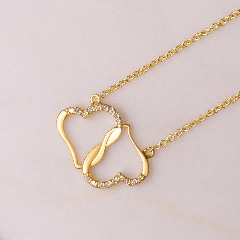 Solid 10k Gold Heart Pendant/ Anniversary Necklace for Her/ Anniversary Necklace for Wife / Anniversary Necklace for Girlfriend / Diamond Hearts