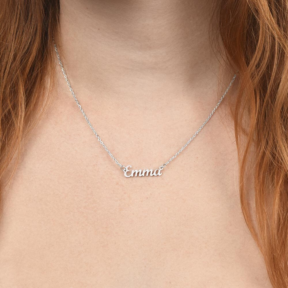 Name Plate Necklace for Granddaughter, Birthday Gift to Granddaughter from Grandma or Grandpa, Custom Name Plate Necklace,