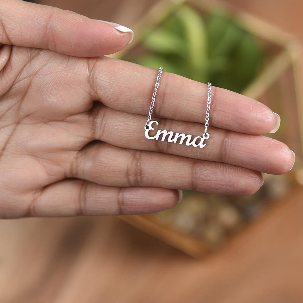 Name Plate Necklace For Daughter, Christmas Name Plate Jewelry, To Daughter from Mom, To Daughter from Dad