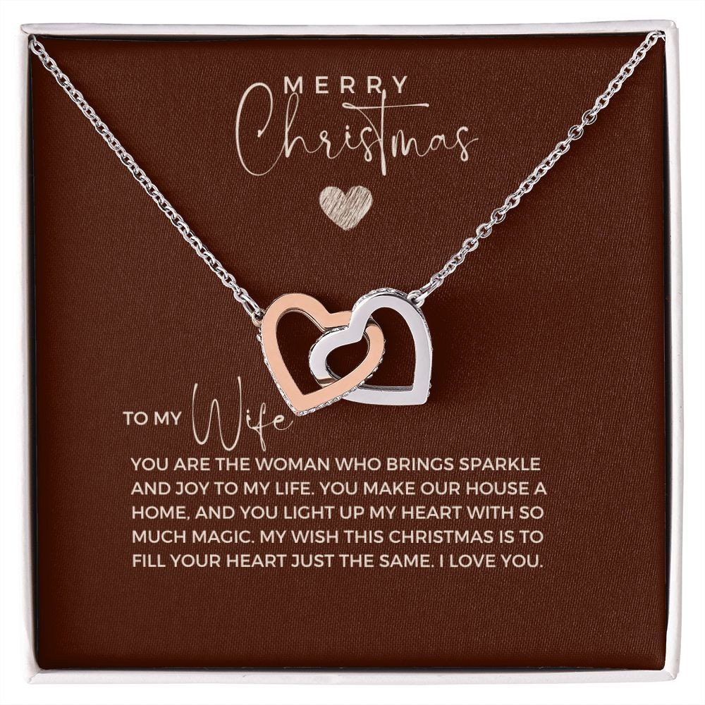 Christmas Necklace for Wife, Minimalist Necklace, Christmas Jewelry for Wife, To My Wife Necklace Christmas, For My Wife Pendant, Two Hearts