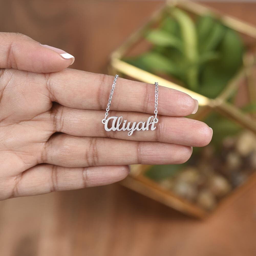 Name Plate Necklace For Daughter, Christmas Name Plate Jewelry, To Daughter from Mom, To Daughter from Dad