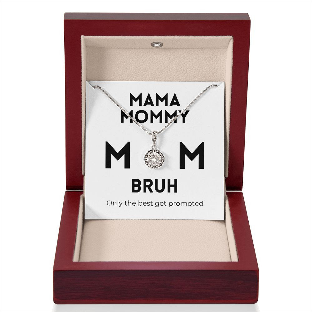 Mama Mommy Mom Bruh, 14K White Gold over Sterling Silver