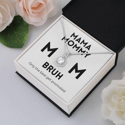 Mama Mommy Mom Bruh, 14K White Gold over Sterling Silver