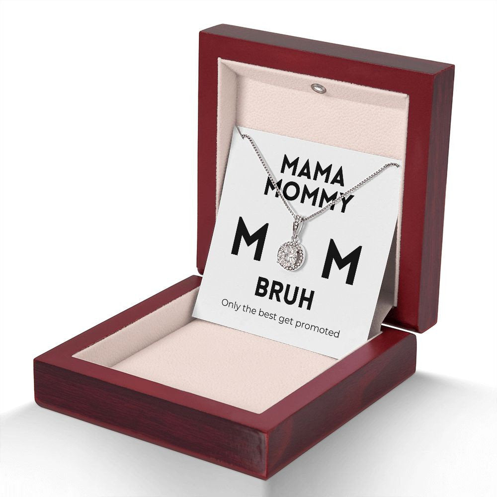 Mama Mommy Mom Bruh, 14K White Gold over Sterling Silver