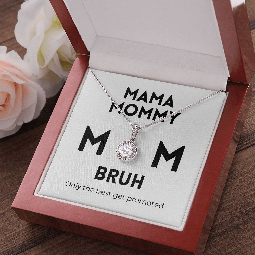 Mama Mommy Mom Bruh, 14K White Gold over Sterling Silver