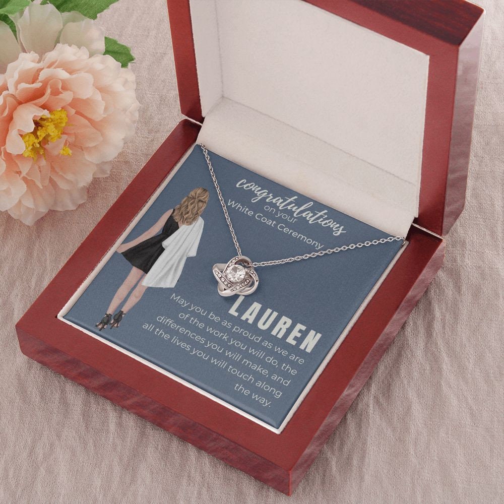 White Coat Ceremony Gifts for Her: Stainless Steel with 18k or 14k Gold Necklace