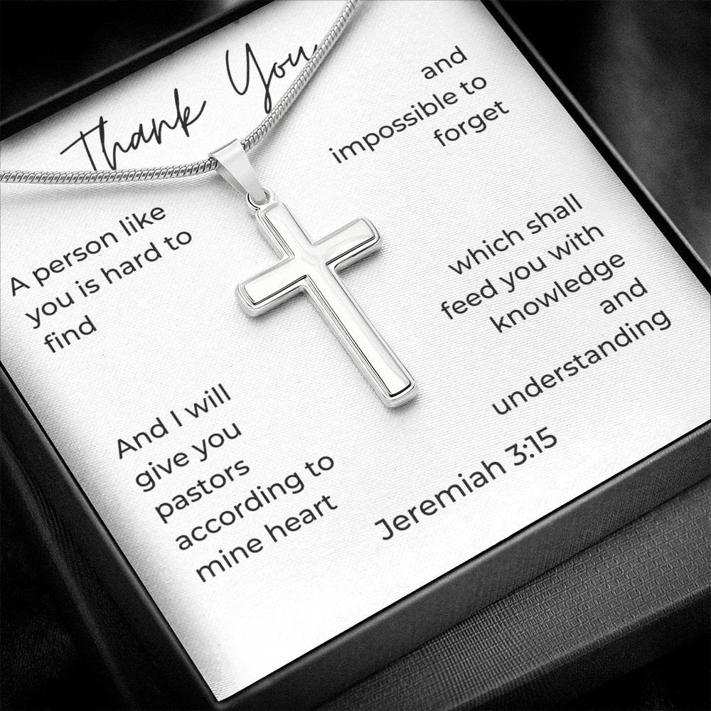 Pastor Thank You Gift, Stainless Steel Cross Necklace, Wedding Officiant Gift, Preacher Gift, Pastor Appreciation Gift, Gifts for Priest