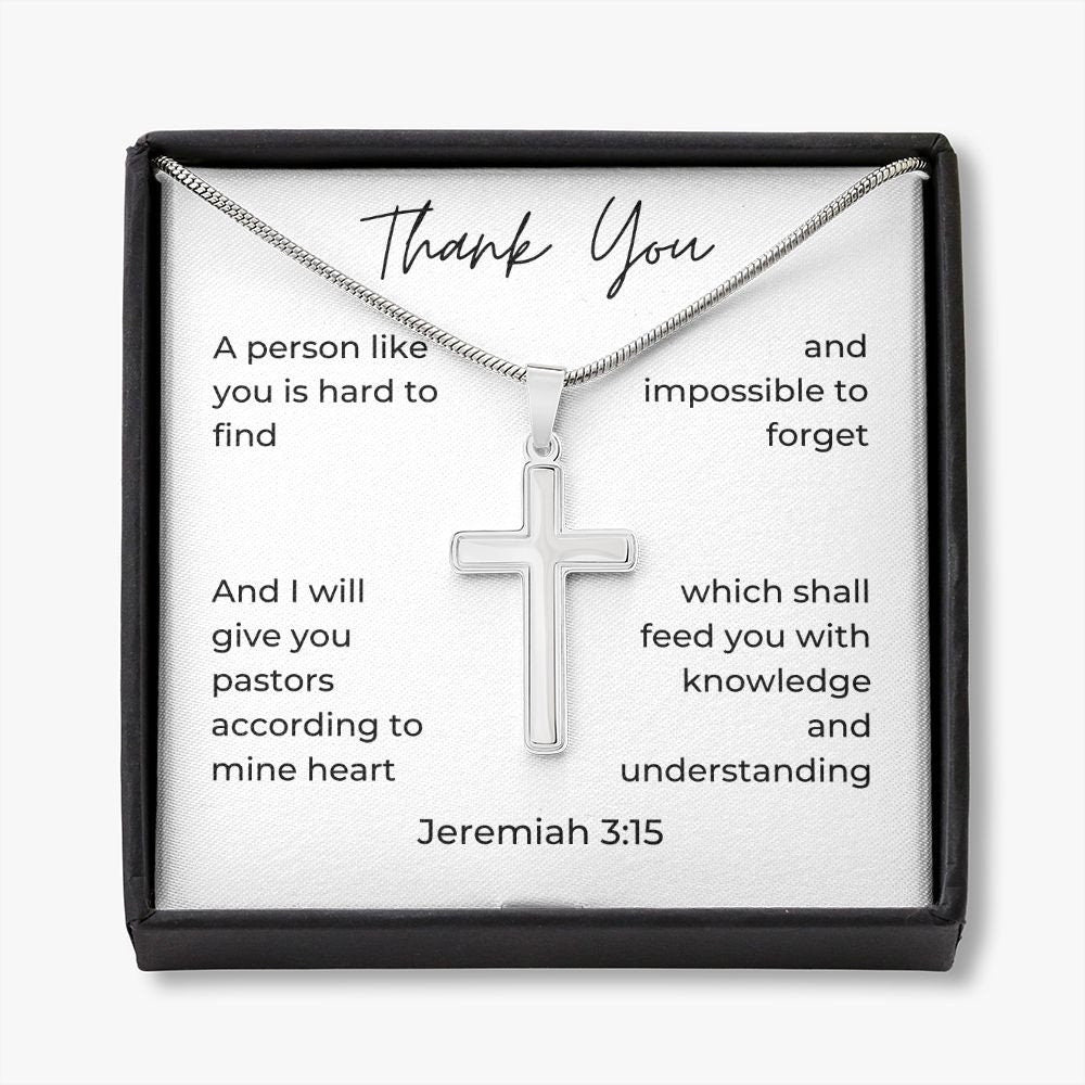 Pastor Thank You Gift, Stainless Steel Cross Necklace, Wedding Officiant Gift, Preacher Gift, Pastor Appreciation Gift, Gifts for Priest