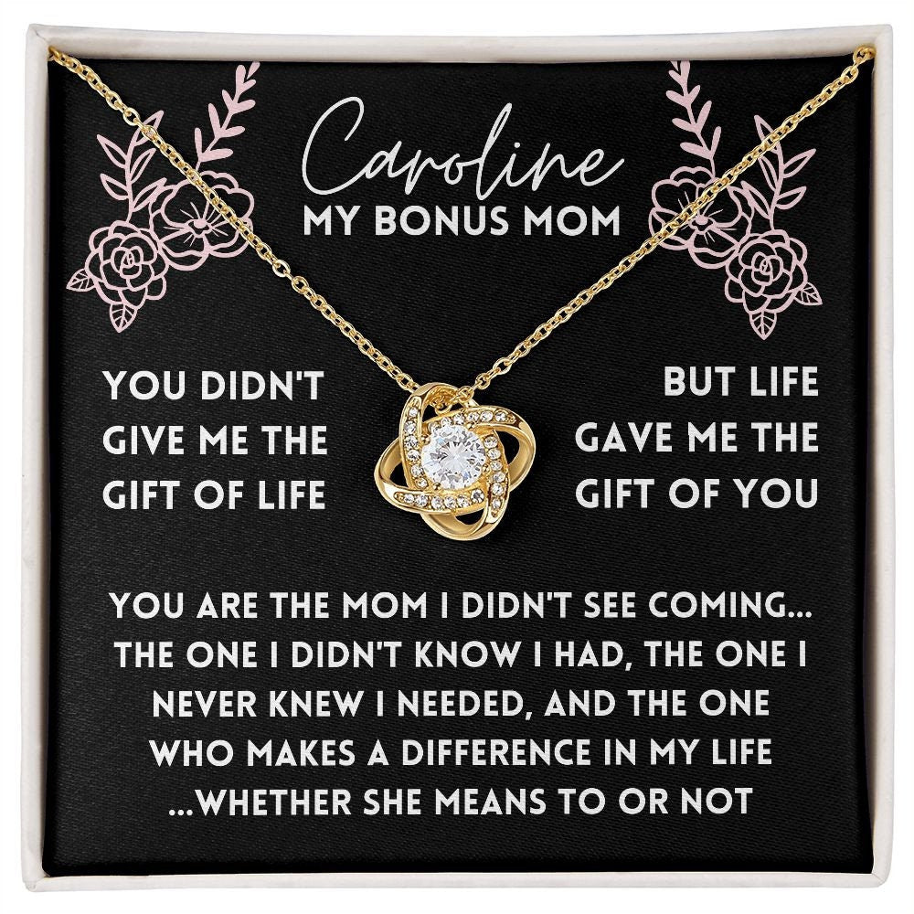 Bonus Mom Mothers Day Gift, Stainless Steel with 14K White or 18K Yellow Gold