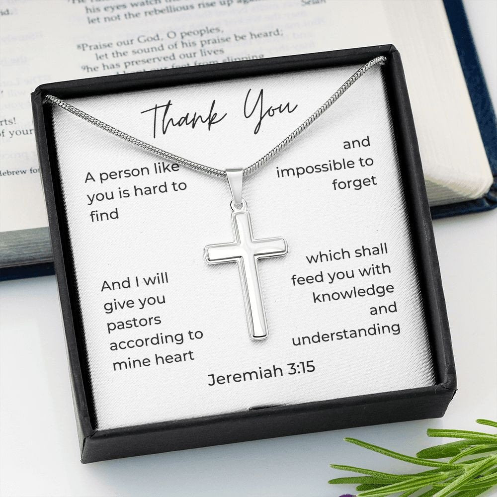 Pastor Thank You Gift, Stainless Steel Cross Necklace, Wedding Officiant Gift, Preacher Gift, Pastor Appreciation Gift, Gifts for Priest