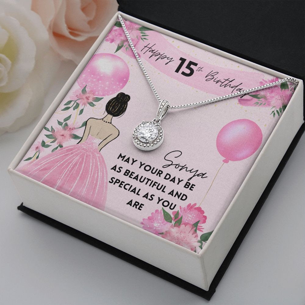 Quinceanera Necklace, 15th Birthday Necklace Girl, 14K White Gold over Stainless Steel, 15th Birthday Necklace, Quinceanera Gift