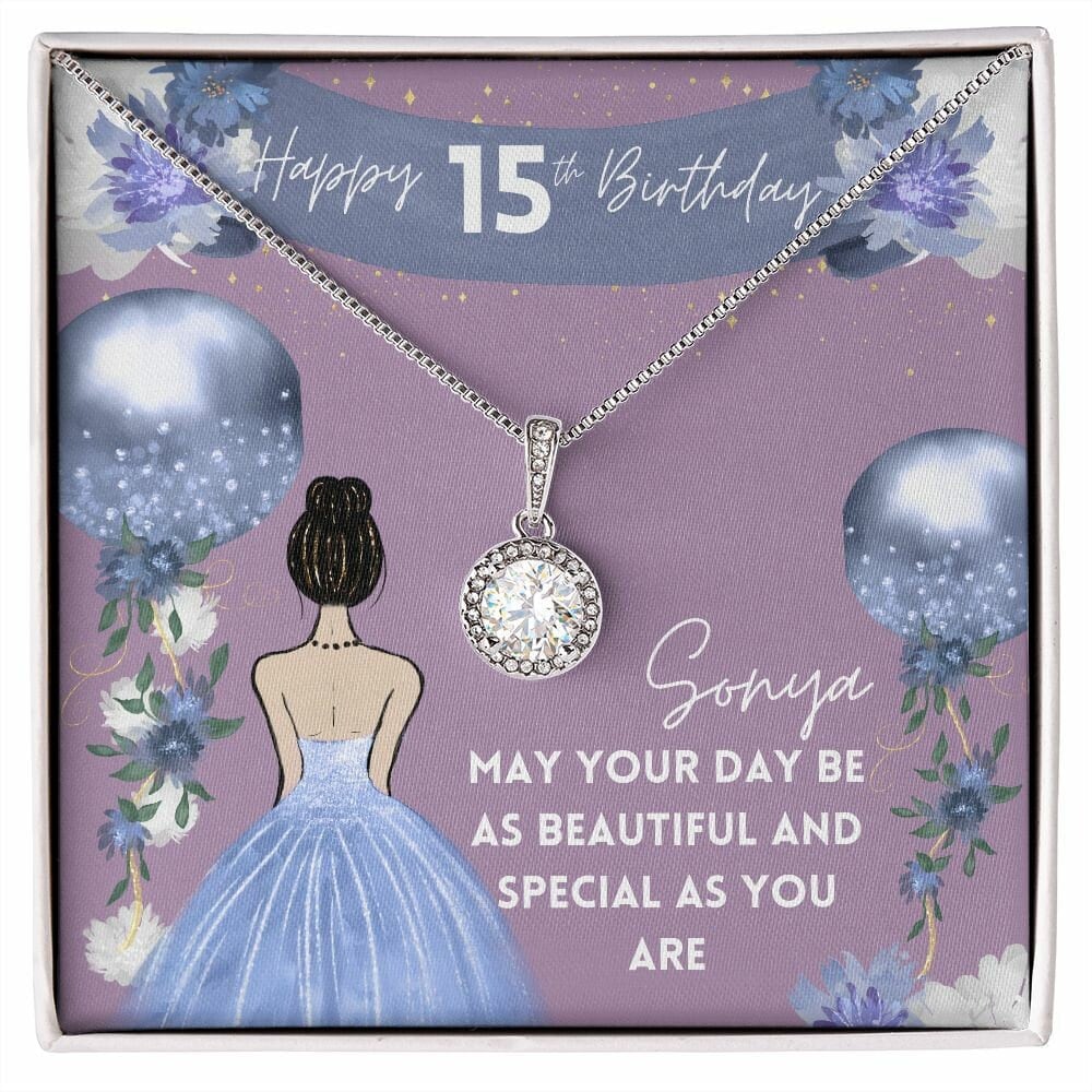 Quinceanera Necklace, 15th Birthday Necklace Girl, 14K White Gold over Stainless Steel, 15th Birthday Necklace, Quinceanera Gift