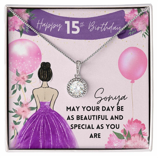 Quinceanera Necklace, 15th Birthday Necklace Girl, 14K White Gold over Stainless Steel, 15th Birthday Necklace, Quinceanera Gift