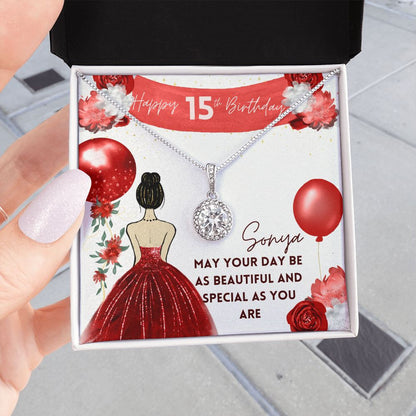 Quinceanera Necklace, 15th Birthday Necklace Girl, 14K White Gold over Stainless Steel, 15th Birthday Necklace, Quinceanera Gift