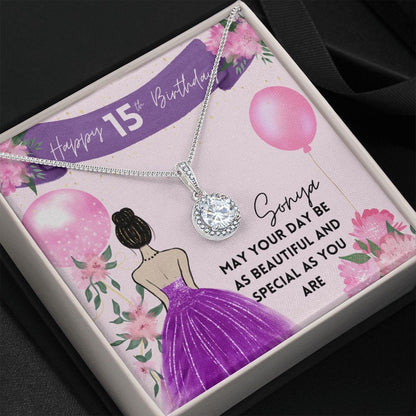 Quinceanera Necklace, 15th Birthday Necklace Girl, 14K White Gold over Stainless Steel, 15th Birthday Necklace, Quinceanera Gift