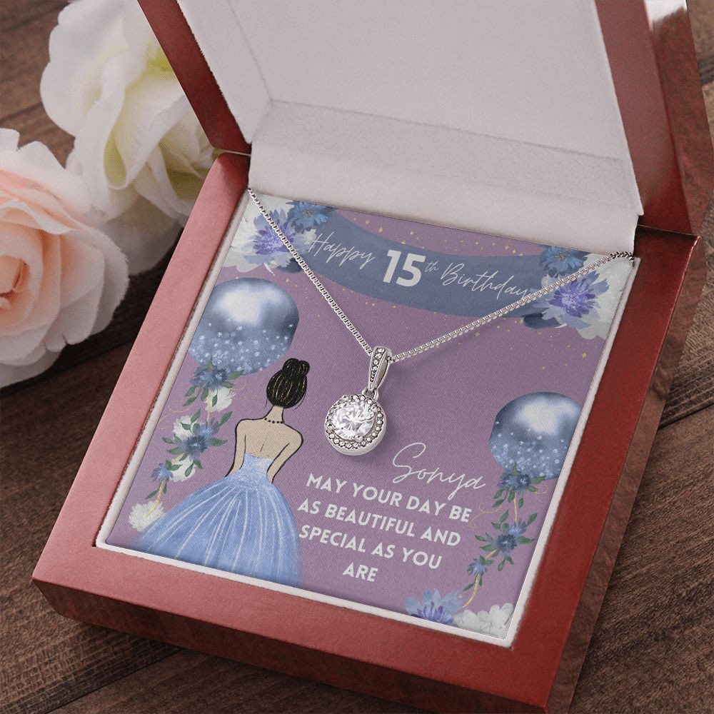 Quinceanera Necklace, 15th Birthday Necklace Girl, 14K White Gold over Stainless Steel, 15th Birthday Necklace, Quinceanera Gift