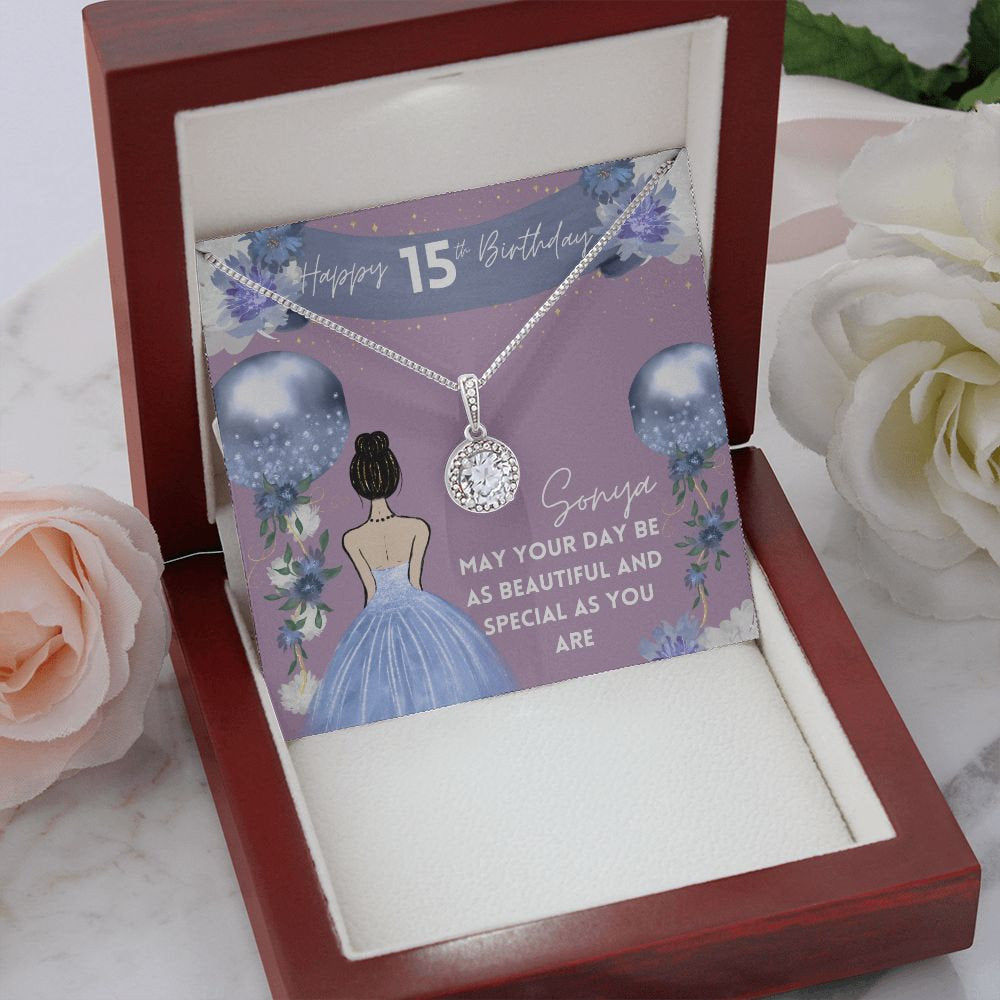  FG Family Gift Mall Quinceanera Gifts For A 15 Year Old Girl  Gifts For 15th Birthday Gift Ideas For Teen Girls Necklace Jewelry with  Message Card And Gift Box (Knot Earrings